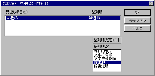 �N���X�W�v�F���o�����ڐ��񏇃_�C�A���O